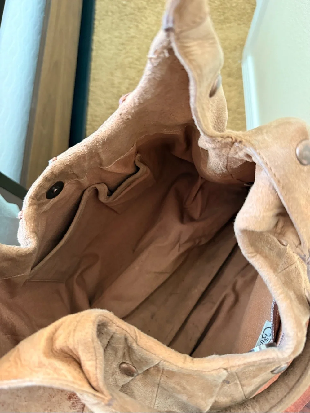 Soft Brown Suede Hobo Handbag with Braided Trim
